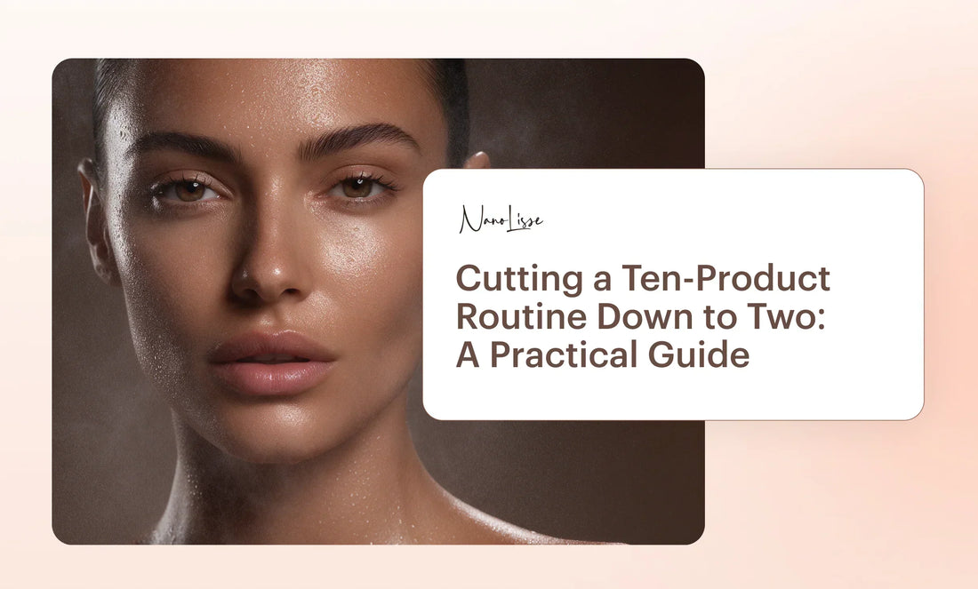 Practical guide covering steps on how to simplify your skincare routine from ten products down to two.